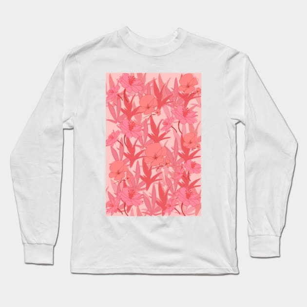 Pink flower pattern Long Sleeve T-Shirt by PedaDesign